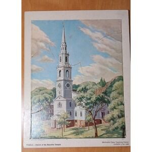 Puzzle Church of the Beautiful Steeple 1965 12" X 9 " 9 pieces